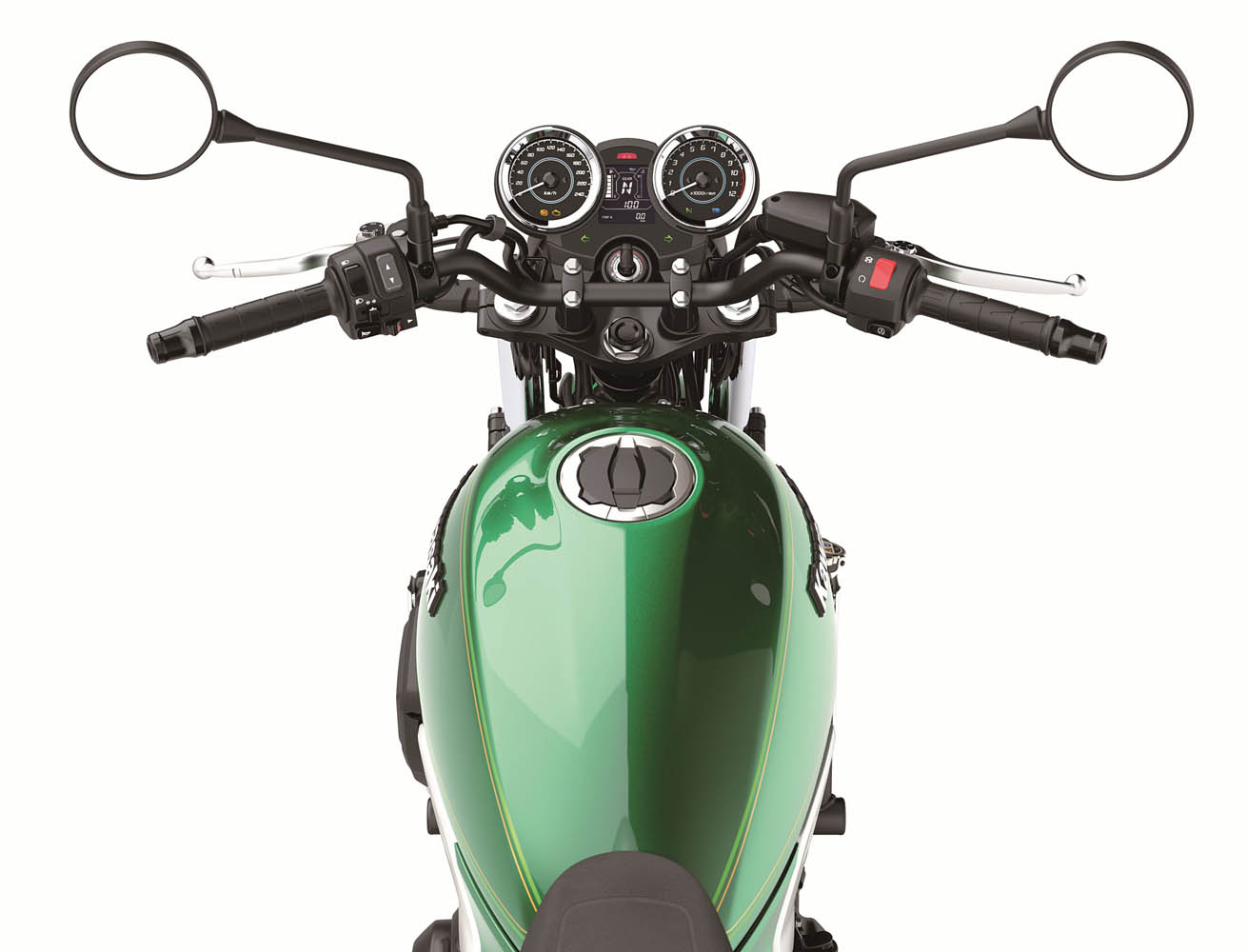 2022 Kawasaki Z650RS motorcycle gas tank and controls
