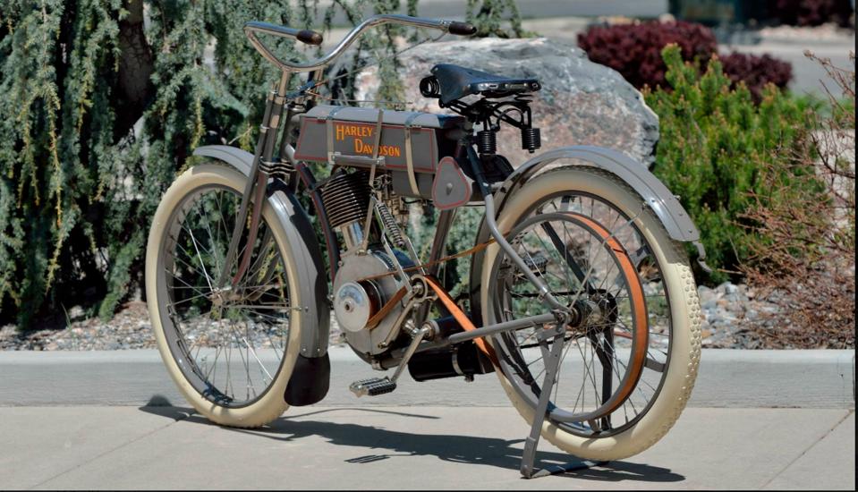 1908 Harley Strap Tank Rear View